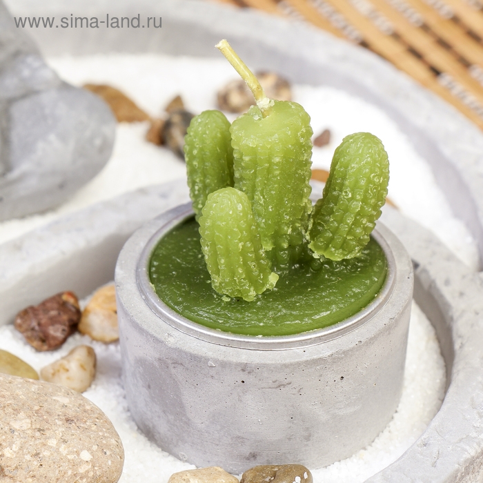 Сад камней Дзен Сад камней Дзен "Будда в саду" серый, песок белый + свеча + камни 13х19х19 см