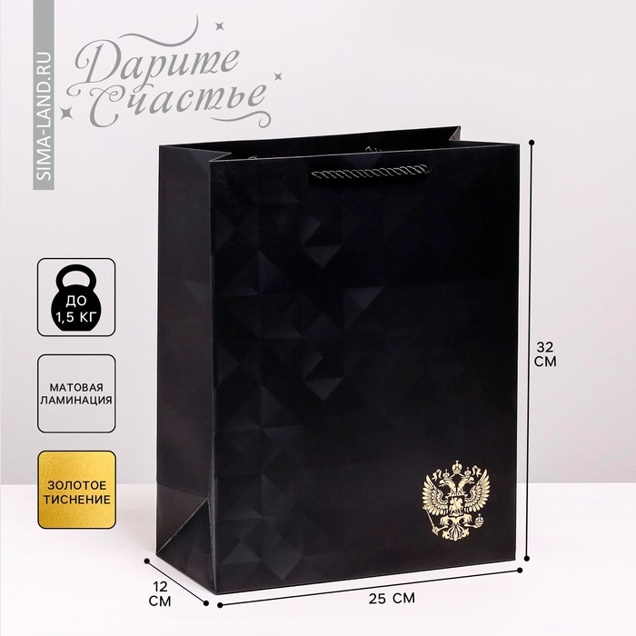 Пакет подарочный вертикальный, упаковка, &laquo;Отечество наше&raquo;, 25 х 32 х 12 см