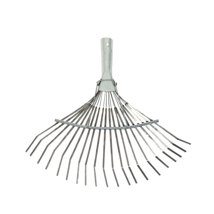 Грабли веерные пластинчатые, 20 зубцов, оцинкованные, тулейка 25 мм, без черенка Грабли веерные пластинчатые, 20 зубцов, оцинкованные, тулейка 25 мм, без черенка