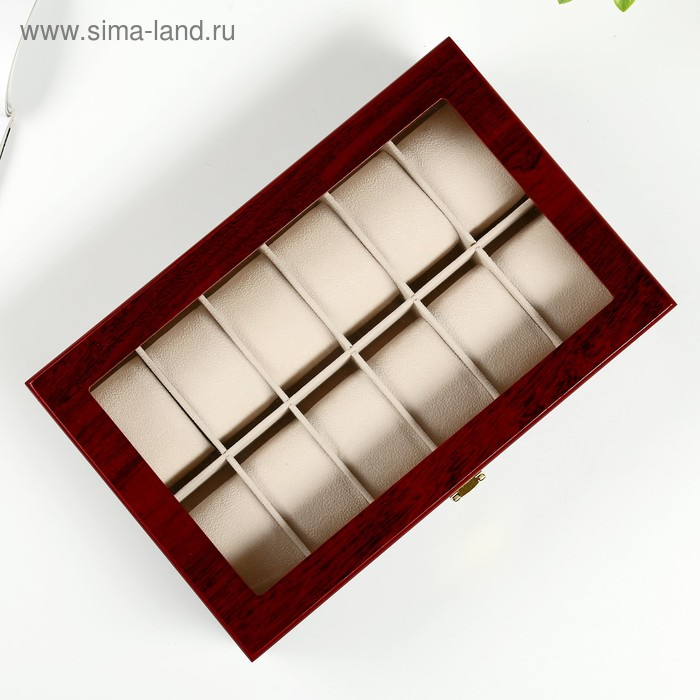 Шкатулка дерево под часы 12 отделений Шкатулка дерево под часы 12 отделений "Красно-коричневая" лак 8,3х31х20 см