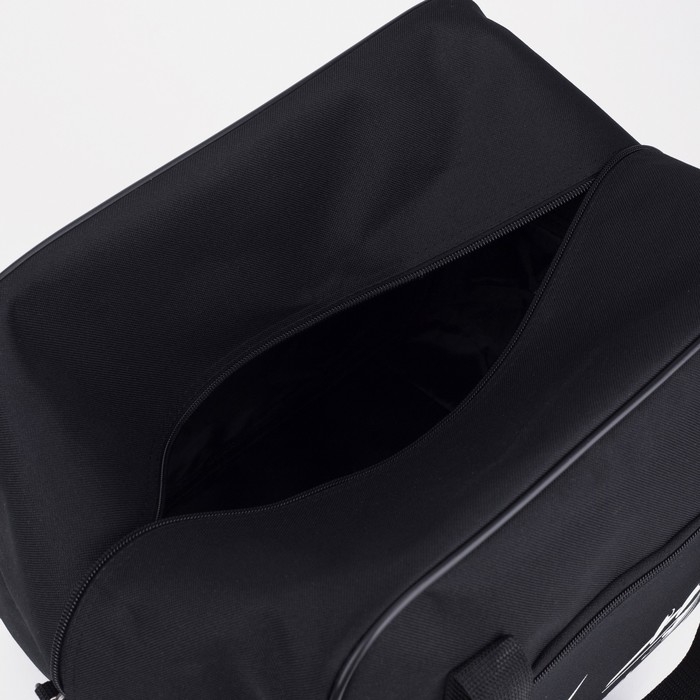 Сумка дорожная на молнии, 2 наружных кармана, длинный ремень, цвет чёрный Сумка дорожная на молнии, 2 наружных кармана, длинный ремень, цвет чёрный