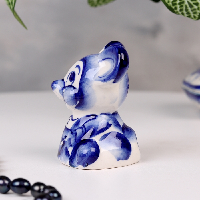 Сувенир гжель &laquo;Мышь&raquo;, бело-синий,керамика,