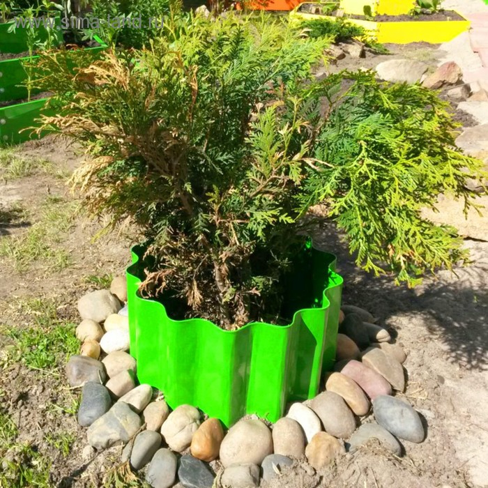 Ограждение для клумбы, 110 × 24 см, зелёное, «Волна», Greengo Ограждение для клумбы, 110 × 24 см, зелёное, «Волна», Greengo