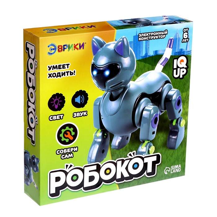 Робот &laquo;Робокот&raquo; Эврики, электронный конструктор, интерактивный: звук, свет, на батарейках