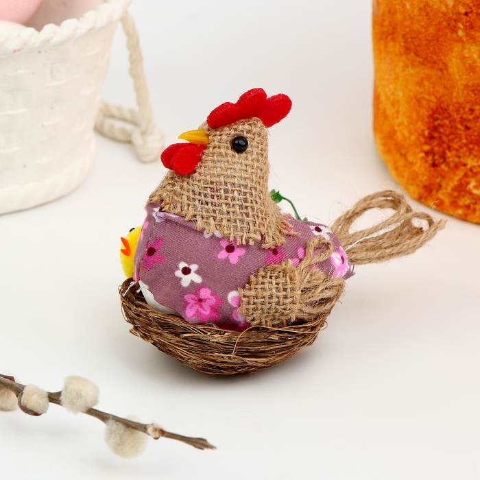 Декор пасхальный &laquo;Курочка с цыпленком&raquo; 9 &times; 9 &times; 9 см