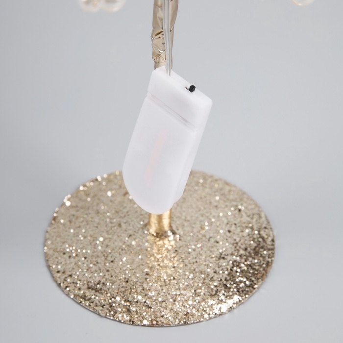 Светодиодный куст &laquo;Бусины&raquo; 55 &times; 30 &times; 3 см, 20 LED, постоянное свечение, от батареек CR2032х2 (в комплекте), свечение тёплое белое