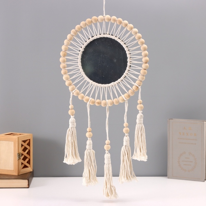 Ловец снов в технике макраме Ловец снов в технике макраме "Отражение" с зеркалом 27х60 см