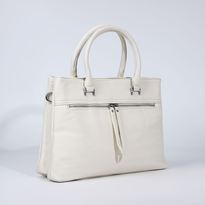 Сумка-тоут на молнии, 2 наружных кармана, цвет белый Сумка-тоут на молнии, 2 наружных кармана, цвет белый