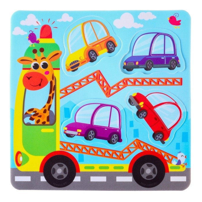 Игрушка пазл для ванны "Машинки"с сачком + удочка, Крошка Я