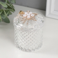 Шкатулка стекло "Звезда жемчужная" с кисточкой 6,6х6,5х7,8 см Шкатулка стекло "Звезда жемчужная" с кисточкой 6,6х6,5х7,8 см