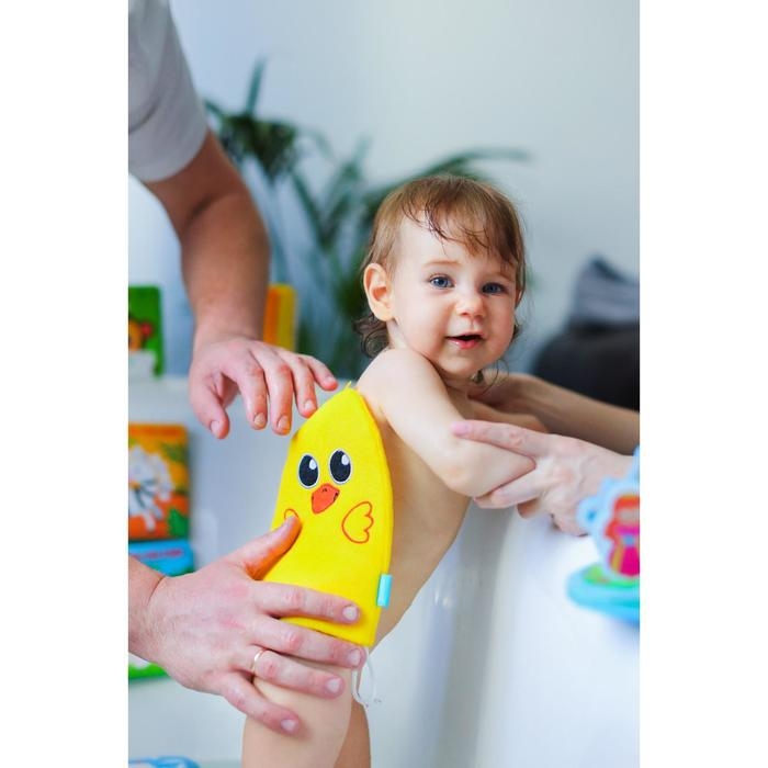 Мочалка детская для купания &laquo;Утёнок&raquo;, варежка, из махры