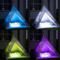 Садовый светильник на солнечной батарее «Прожектор», 13 × 6 × 13 см, 6 LED, пульт ДУ, свечение RGBW Садовый светильник на солнечной батарее «Прожектор», 13 × 6 × 13 см, 6 LED, пульт ДУ, свечение RGBW