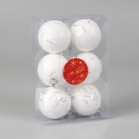Набор шаров пластик d-6 см, 6 шт "Боаз" белый