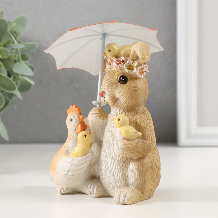 Сувенир полистоун "Встреча на Пасху под зонтиком" 11х8,5х12,5 см