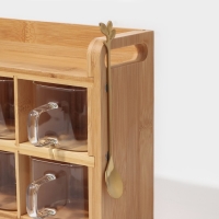 Банки стеклянные для хранения сыпучих продуктов &laquo;Тури&raquo;, 8 предметов: 6 банок 300 мл, 8&times;6 см, ложка, бамбуковый ящик