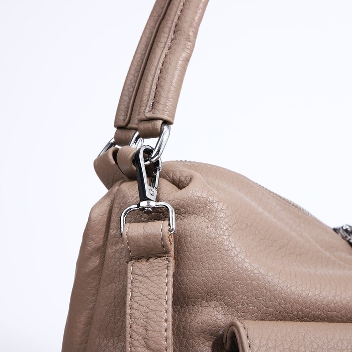 Сумка-тоут на молнии, 3 наружных кармана, цвет бежевый Сумка-тоут на молнии, 3 наружных кармана, цвет бежевый