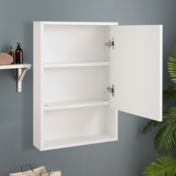 Зеркало-шкаф для ванной комнаты Зеркало-шкаф для ванной комнаты "Эко-45" с нишей, белый, 45 х 66,2 х 12 см
