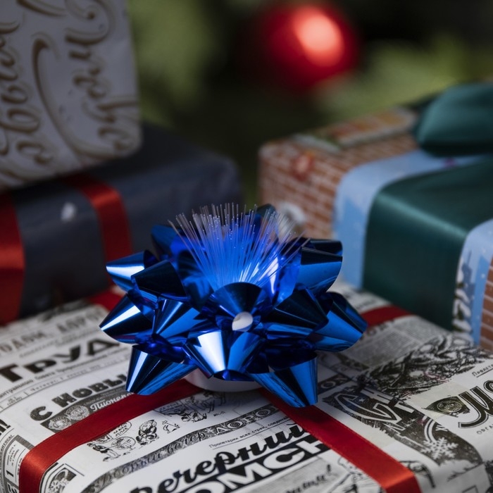 Светодиодная игрушка &laquo;Бант-звезда&raquo; 9 &times; 6 &times; 9 см, батарейки LR44х3 (в комплекте), свечение мульти, синяя