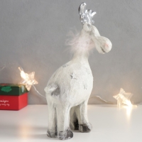 Сувенир полистоун "Лосик с серебристыми рожками, с пуховым шарфом" 20х11х7 см Сувенир полистоун "Лосик с серебристыми рожками, с пуховым шарфом" 20х11х7 см