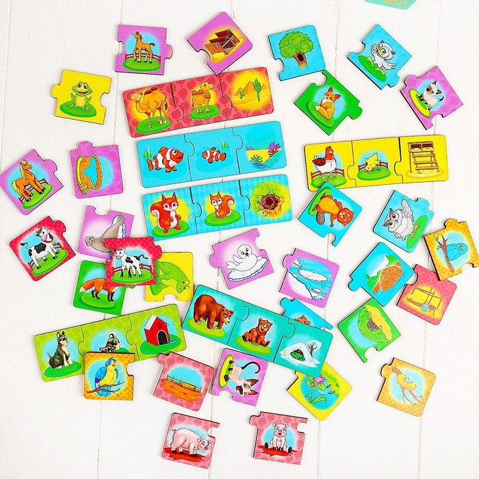 Набор&raquo;Мама, малыш, жилище&raquo;, (пазл-тройной), элемент 5,5 &times; 5,5 см, 16 мини-пазлов