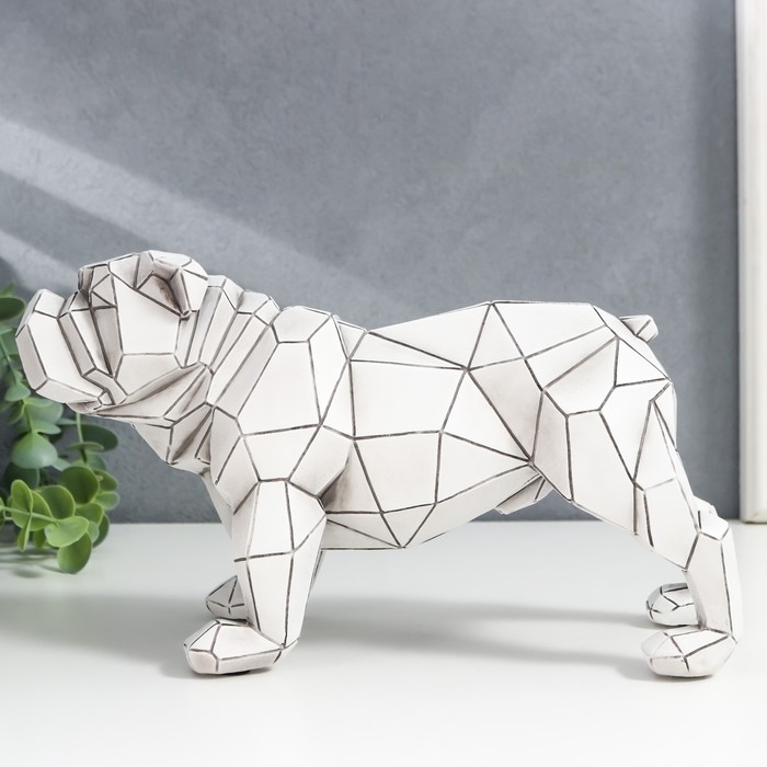 Сувенир полистоун 3D "Английский бульдог" беж 15х11х28 см