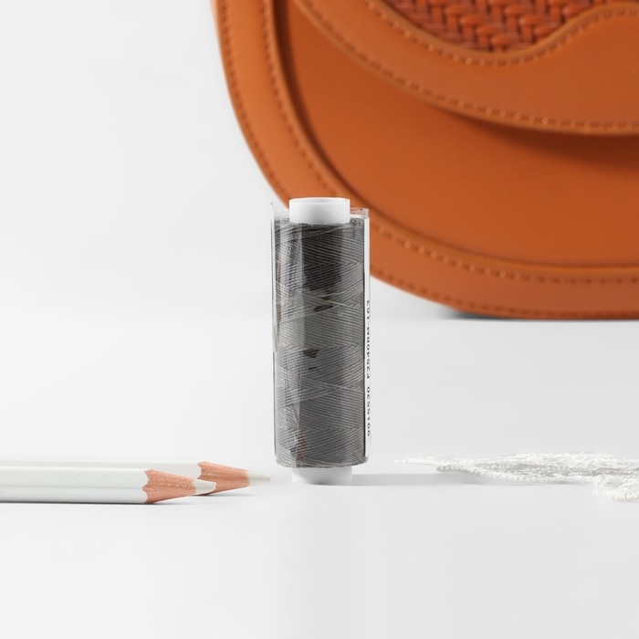 Нитки вощёные, круглые, 300D/3, 0,35 мм, 60 &plusmn; 2 м, цвет тёмно-серый