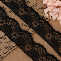 Кружево капроновое, 40 мм &times; 10 &plusmn; 1 м, цвет чёрный