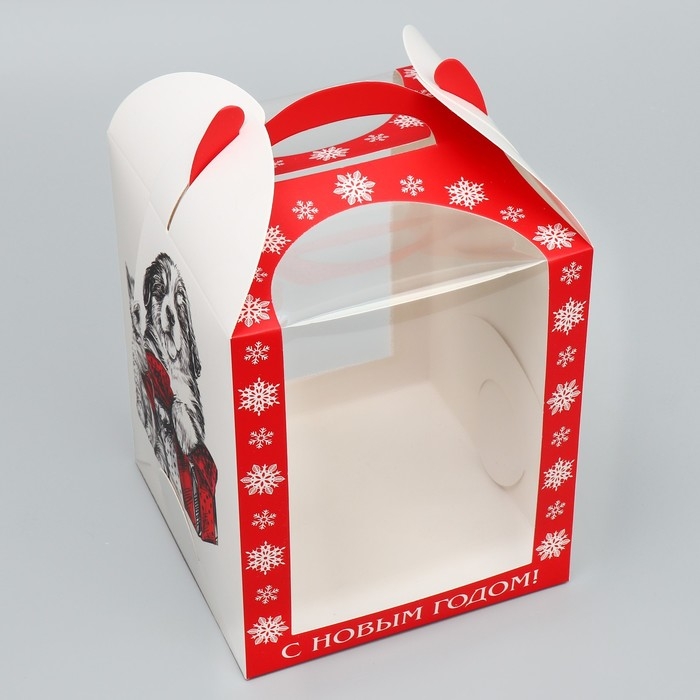 Складная коробка под маленький торт &laquo;С Новым годом!&raquo;, 15 х 15 х 18 см, Новый год