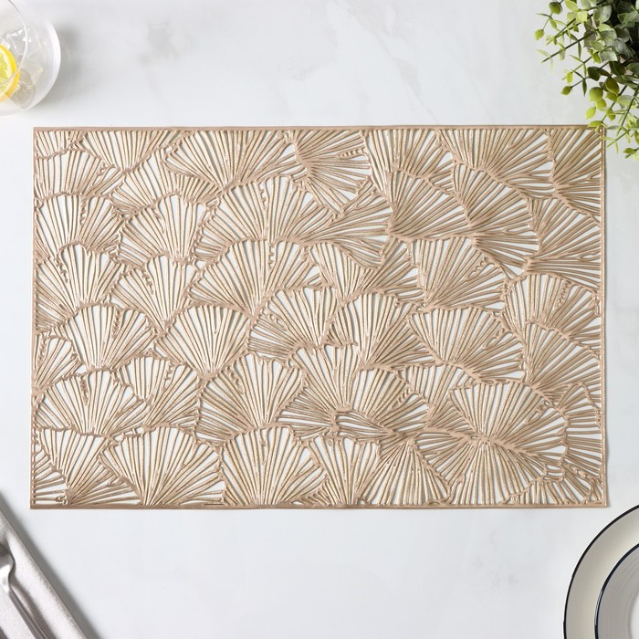 Салфетки сервировочные на стол Доляна &laquo;Веер&raquo;, 4 шт, 30&times;45 см, цвет золотой