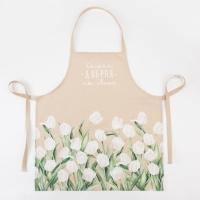 Фартук Этель "Белые тюльпаны" 60х70 см, 100% хл, саржа 190 г/м2