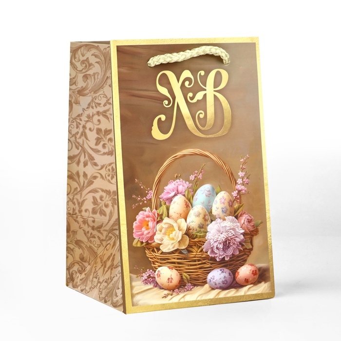 Пакет подарочный под кулич &laquo;Пасха&raquo;, яйца, 10 &times; 16 &times; 10 см