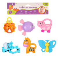 Набор погремушек &laquo;Игрушки малыша&raquo;, с эластичными элементами, 6 шт