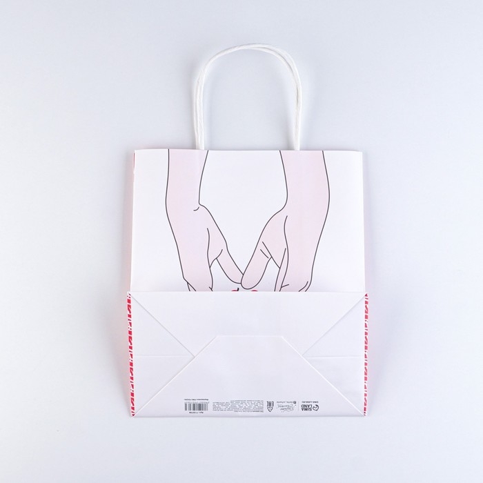 Пакет подарочный крафтовый, упаковка, &laquo;Сердце&raquo;, 22 х 25 х 12 см