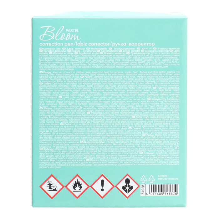Ручка-корректор 4 мл, ErichKrause Pastel Bloom, с металлическим наконечником, экономичный расход, на основе растворителя, МИКС Ручка-корректор 4 мл, ErichKrause Pastel Bloom, с металлическим наконечником, экономичный расход, на основе растворителя, МИКС