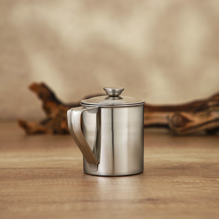 Кружка из нержавеющей стали Доляна &laquo;Индия&raquo; &laquo;Тарун&raquo;, 300 мл, 11&times;7,7&times;10 см, с крышкой