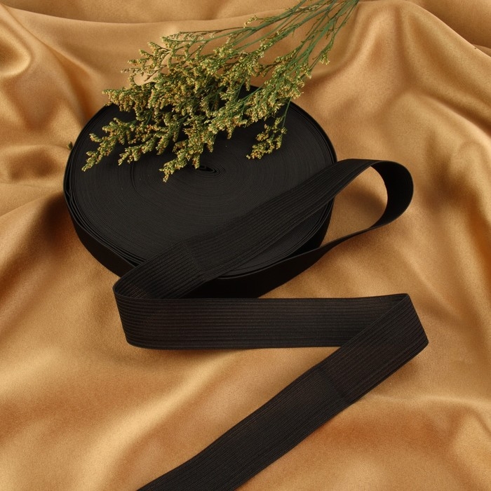 Резинка вязаная, 30 мм, 25 &plusmn; 2 м, цвет чёрный