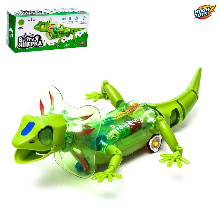 Ящерица «Шестерёнки», свет, работает от батареек, цвет зелёный Ящерица «Шестерёнки», свет, работает от батареек, цвет зелёный