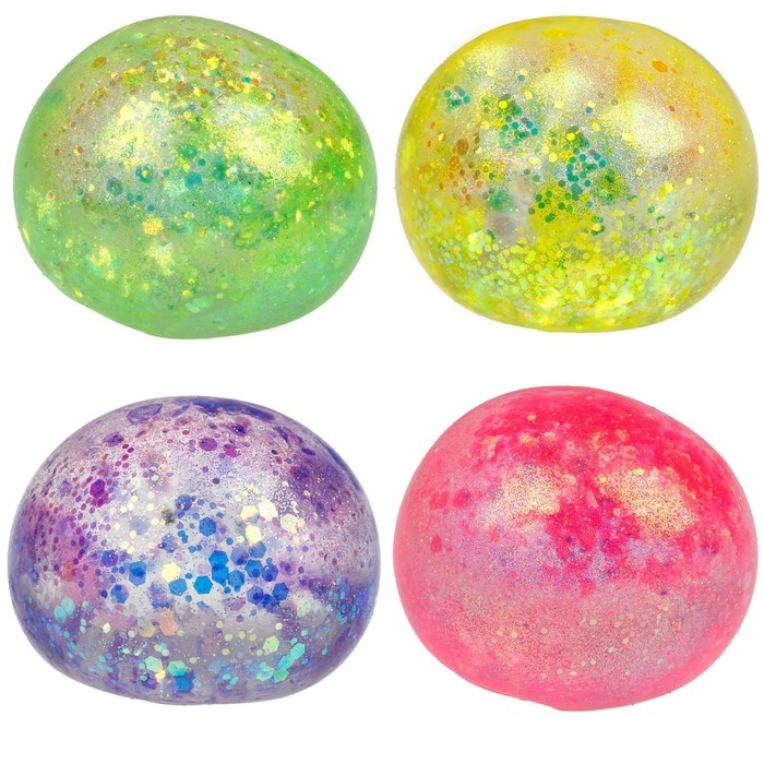 Мялка-антистресс &laquo;Блестящий шар&raquo;, 6 см, цвета МИКС
