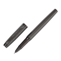 Ручка подарочная перьевая, в кожзам футляре, корпус темно-серый