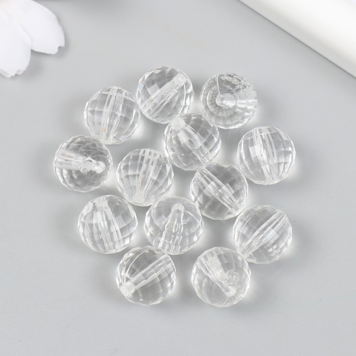 Бусины для творчества пластик "Шарики с гранями - кристалл" d=1,3 набор 20 гр
