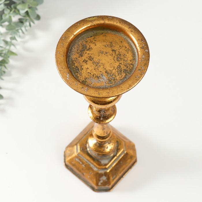 Подсвечник металл на 1 свечу Подсвечник металл на 1 свечу "Фауст" состаренная бронза 11х11х39 см