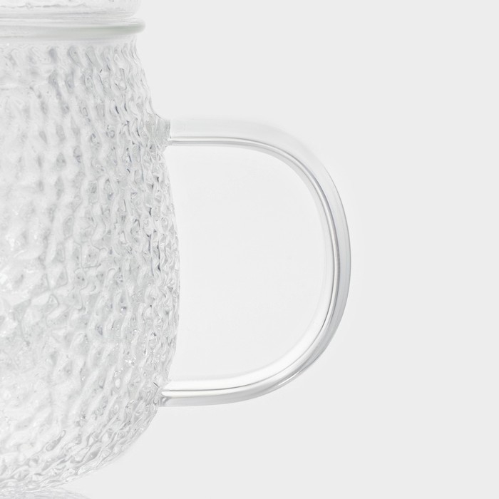 Кружка стеклянная для заваривания Magistro &laquo;Сара&raquo; с крышкой, 360 мл, 12&times;9&times;10,1 см, сито