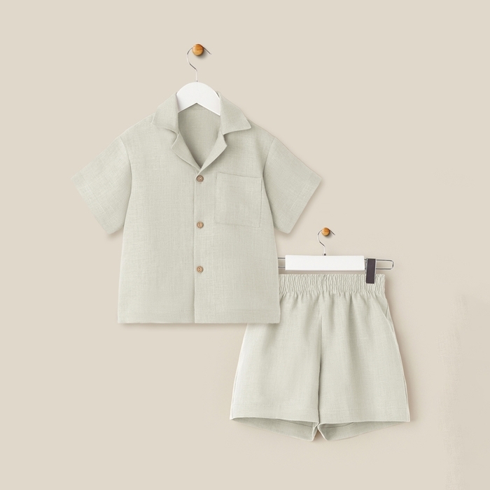 Костюм детский домашний (рубашка и шорты) SL HOME р 32 (110-116), светло-зеленый