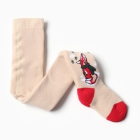 Колготки детские махровые, цвет бежевый, рост 110-116 см