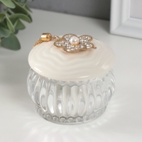 Шкатулка стекло, керамика "Лютик на волнах" с кисточкой 7х7х6,5 см Шкатулка стекло, керамика "Лютик на волнах" с кисточкой 7х7х6,5 см