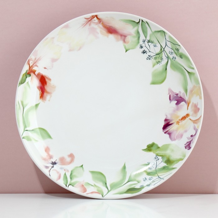Тарелка керамическая «Акварель», 22.5 см, цвет белый Тарелка керамическая «Акварель», 22.5 см, цвет белый