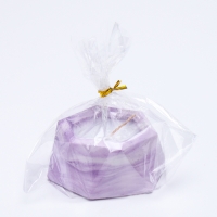 Свеча "Шестиугольник. Мрамор" в подсвечнике из гипса малый,7х3,5см,мрамор с фиол. полосками