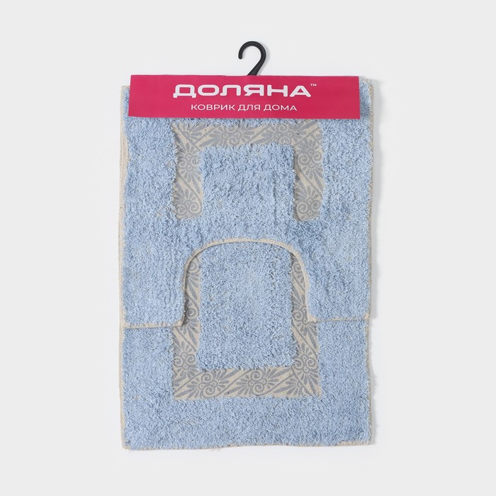 Коврики для ванной и туалета Доляна «Вензель», 2 шт: 40×40, 40×60 см, цвет голубой Коврики для ванной и туалета Доляна «Вензель», 2 шт: 40×40, 40×60 см, цвет голубой