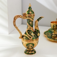 Набор винный кувшин, 6 бокалов и поднос "Турция. Цветы и узоры" зелёный с золотом Набор винный кувшин, 6 бокалов и поднос "Турция. Цветы и узоры" зелёный с золотом
