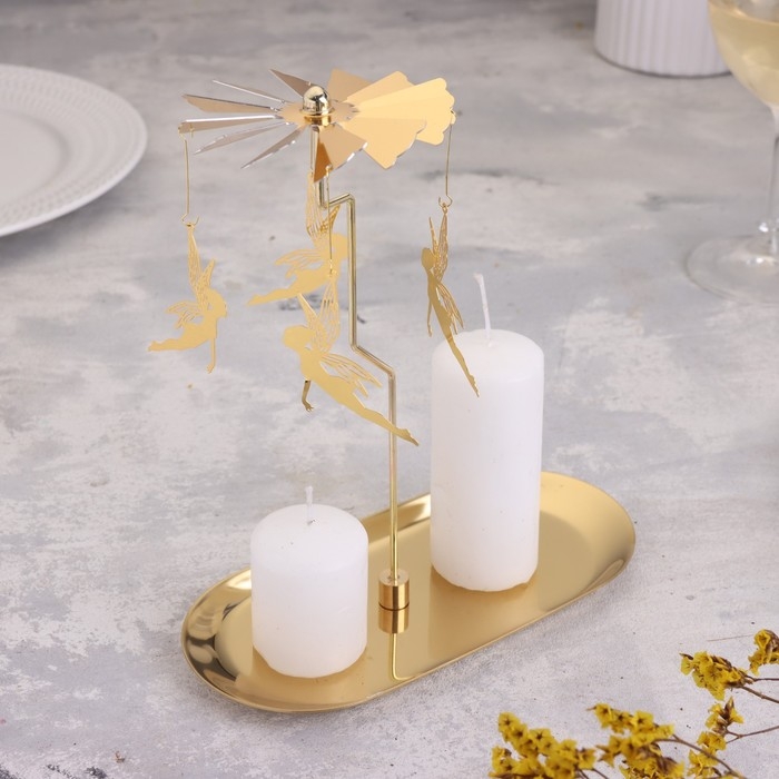 Подсвечник Подсвечник "Карусель с феями", золотая, металл, 8,5 х 18 см